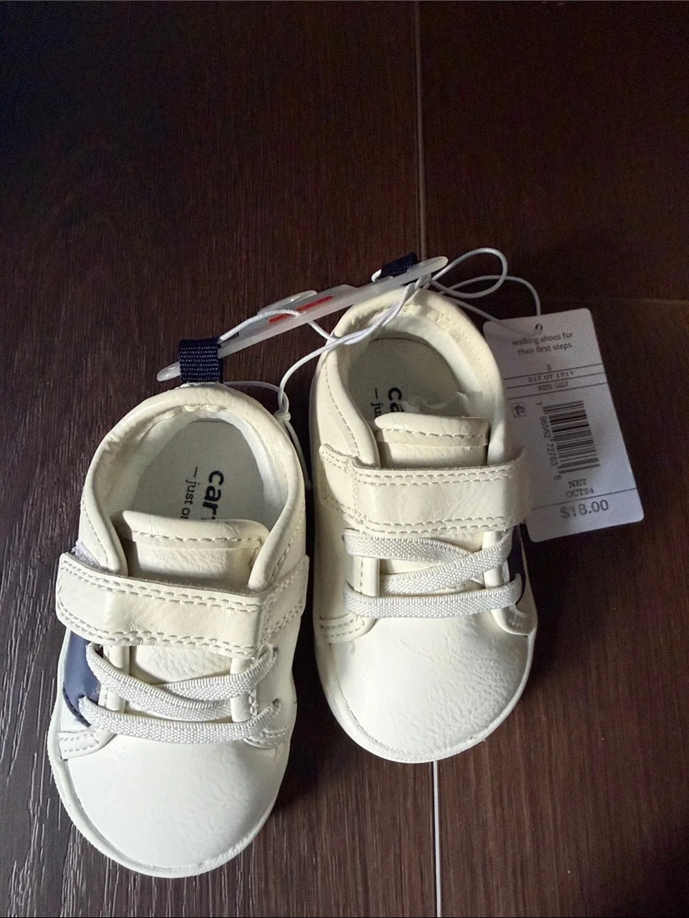 Carter's Cream Toddler Sneakers with Navy Detail